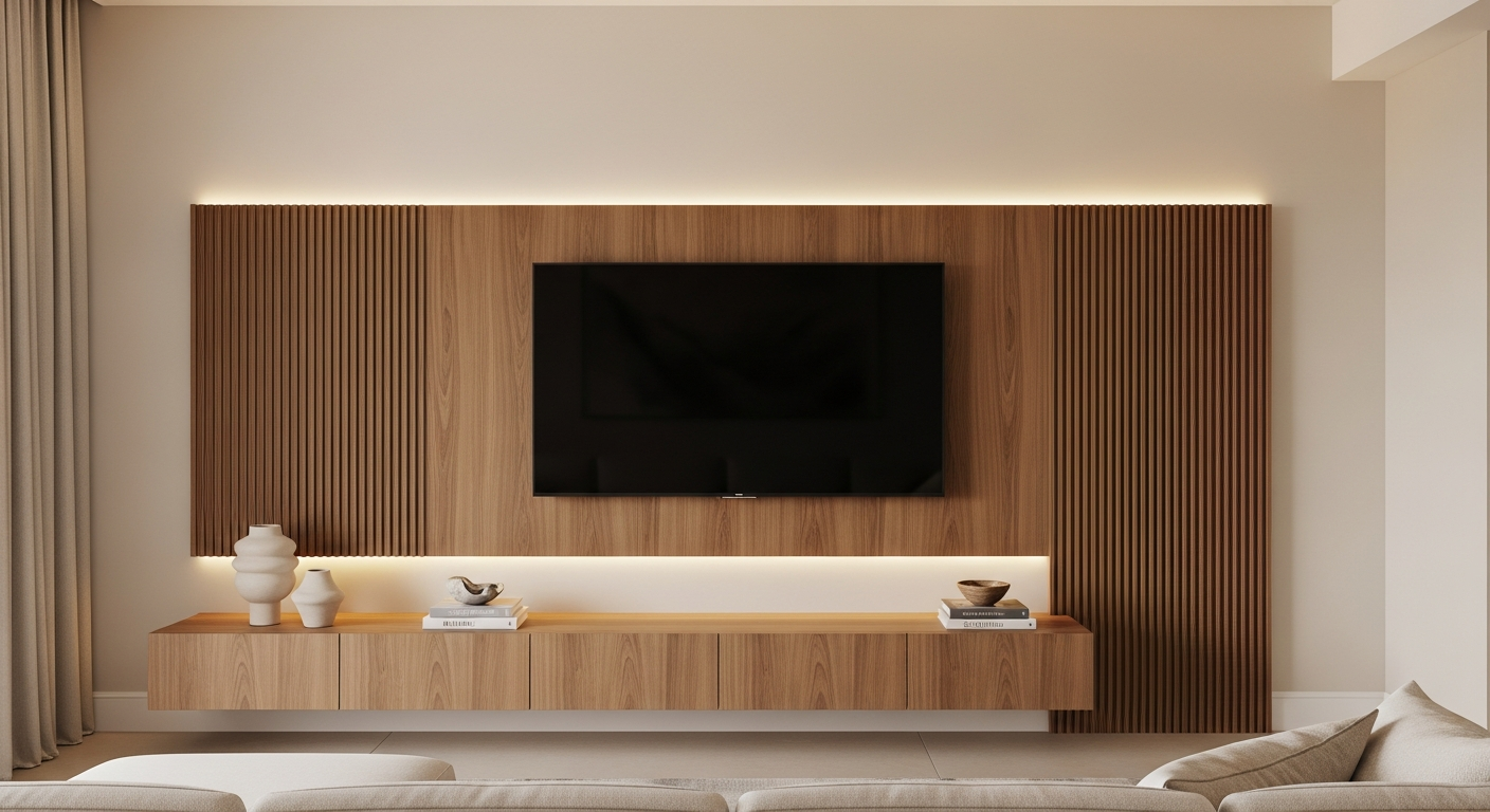 Modern TV Unit Designs with Feature Wall Panelling